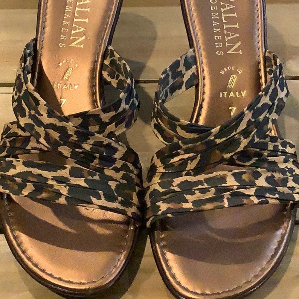 Italian Shoemakers Leopard Print Strappy Sandals - Brown & Black - Picture 6 of 8